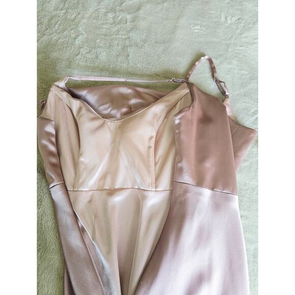 Revelry Pink Ember Satin Maxi Gown Bridesmaid Wedding Formal Side Slit Size 8 - Picture 8 of 11